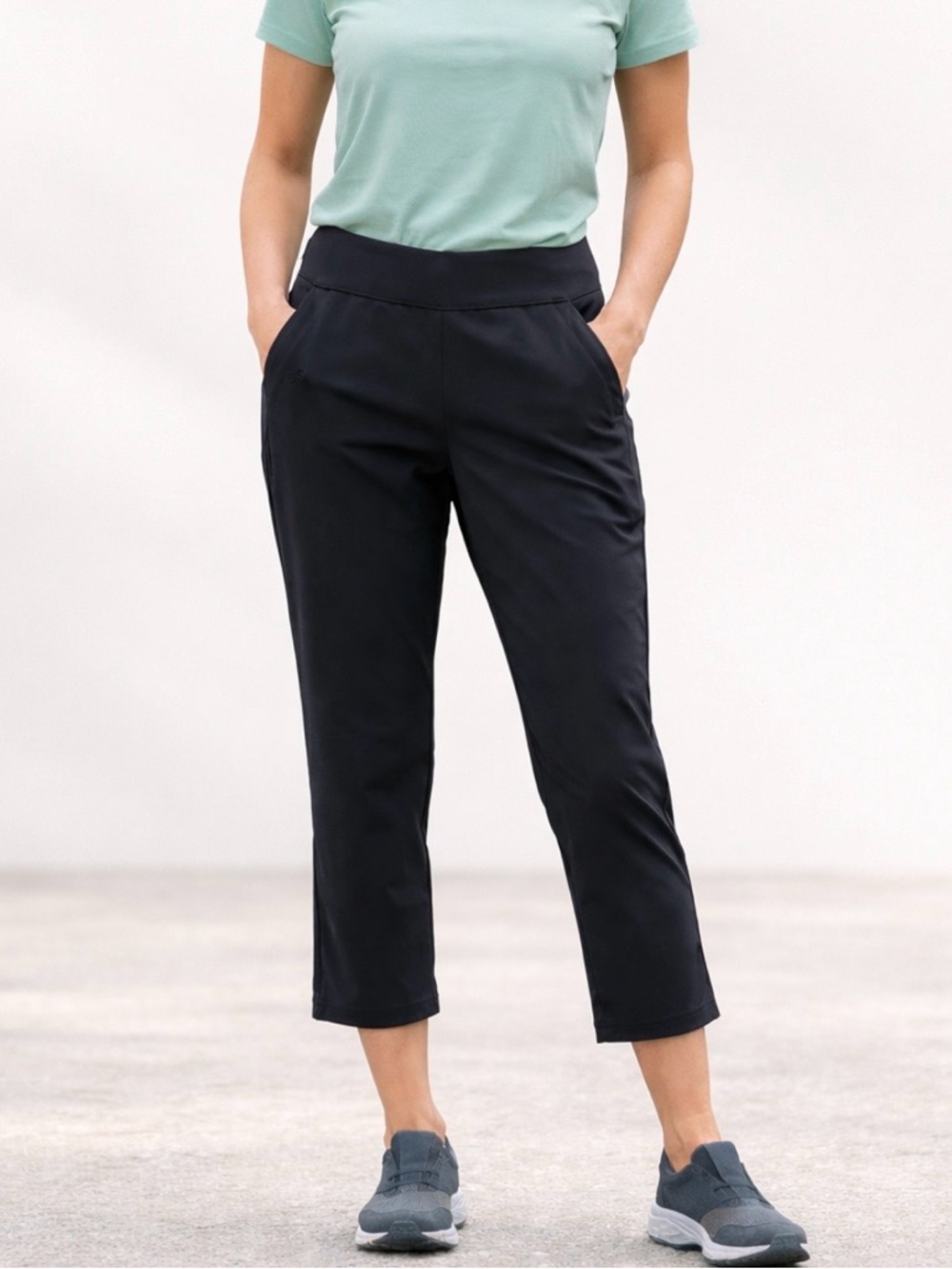 Columbia Black Cropped 7/8 Pants Stretch High Rise Zip Pocket Active Size S